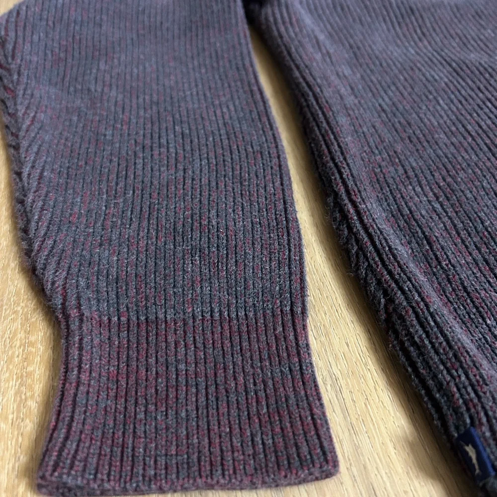 Tommy Bahama Dark Gray n Burgundy Quarter Zip-Up Men Sweater Size Large - Picture 11 of 11